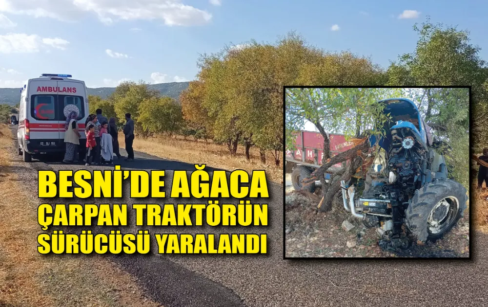 Besni’de traktör ağaca çarptı: 1 yaralı