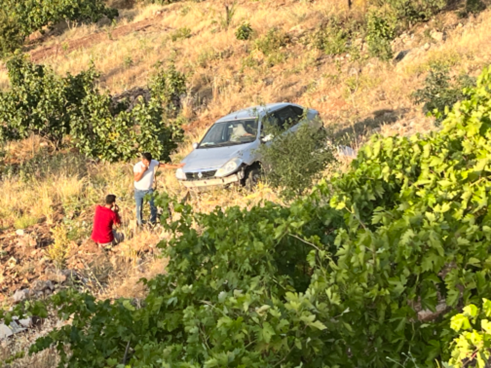 Besni’de trafik kazası: Araç şarampole yuvarlandı