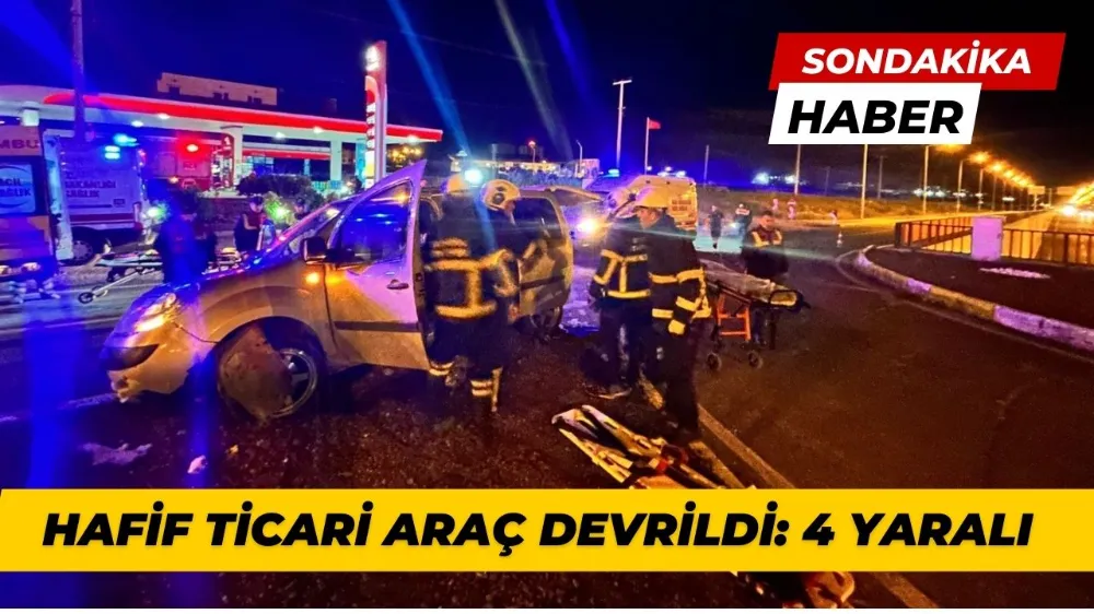 Hafif ticari araç devrildi: