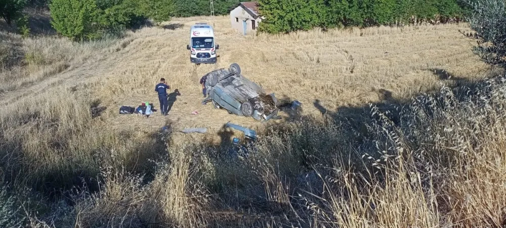 Adıyaman'da otomobilin şarampole devrilmesi