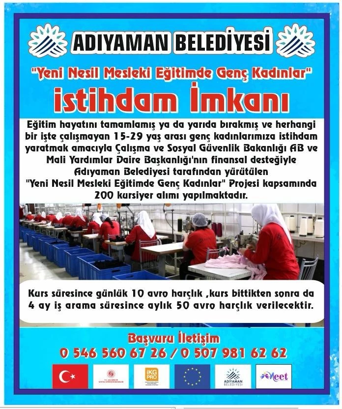 Adıyaman Belediyesi, kadınlara istihdam