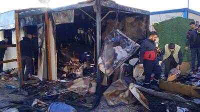 Adıyaman’ın Gölbaşı ilçesinde bulunan konteyner kentte çıkan yangında, bir konteyner