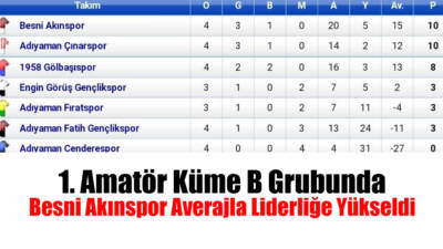 Adıyaman 1. Amatör Küme B Grubu'nda Besni Akın Spor, oynadığı