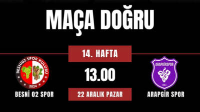 Bölgesel Amatör Lig (BAL) 14. haftasında Besni 02 Spor Kulübü,