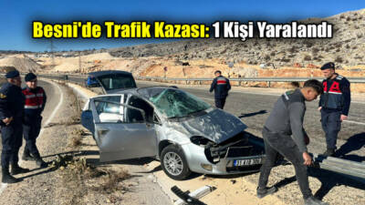 Besni’den Gaziantep istikametine seyir halindeki bir araç, Sugözü mevkiinde kontrolden