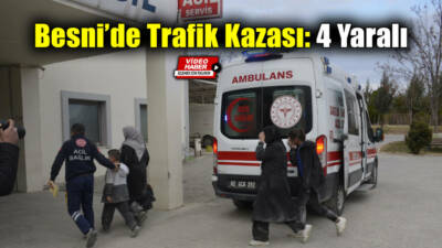 Besni’ye bağlı Başlı Köyü yakınlarında seyir halindeki bir minibüsün lastiğinin