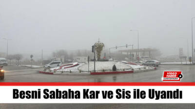 Besni, sabah saatlerinde yoğun kar yağışı ve sisin etkisi altına