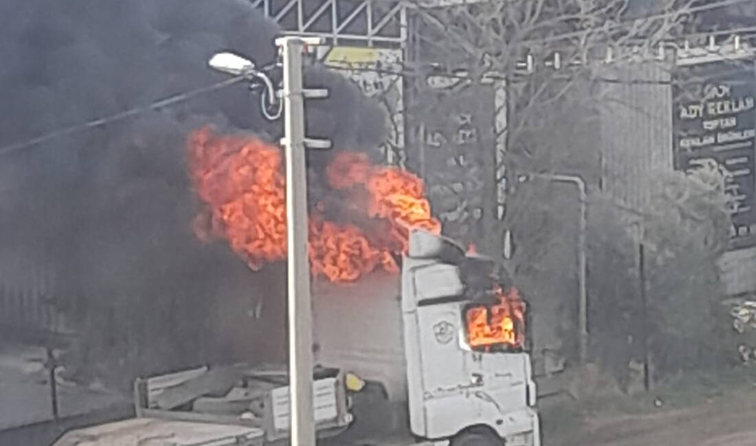 Adıyaman’da, park halindeki bir tır cayır cayır yandı.