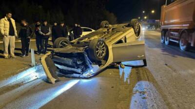 Adıyaman'da meydana gelen kazada U.K. idaresindeki otomobil takla atarak 2
