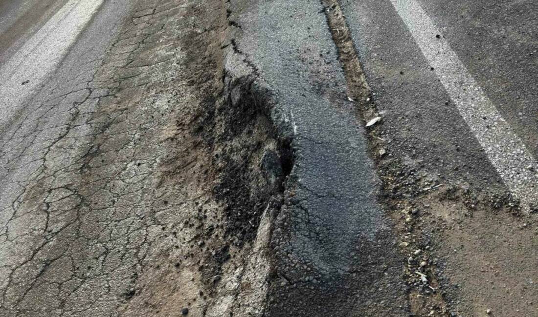 Adıyaman’da bozulan asfalt yol kazalara davetiye çıkarıyor.