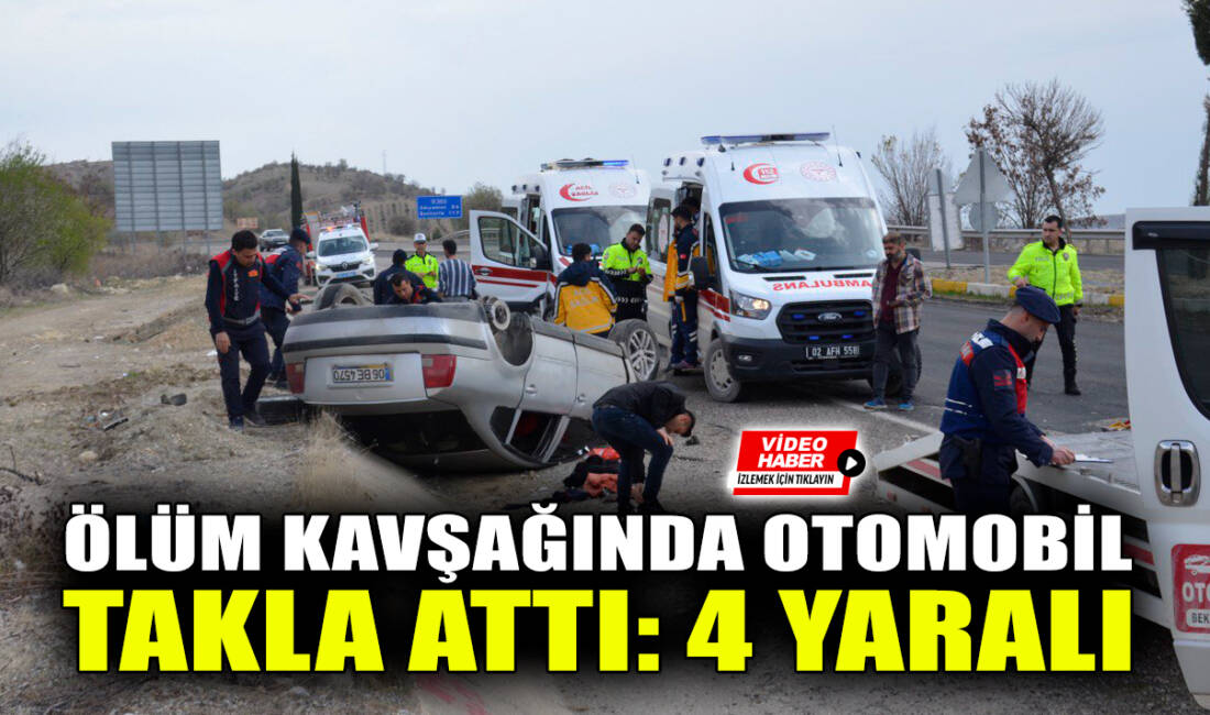 Besni Terbizek yol ayrımında otomobil takla attı. Kazada 4 kişi