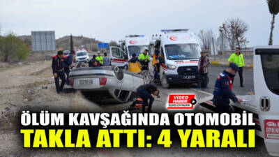 Besni Terbizek yol ayrımında otomobil takla attı. Kazada 4 kişi