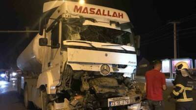 Mardin’in Nusaybin ilçesinde tır ile tankerin çarpıştığı kazada 1 kişi