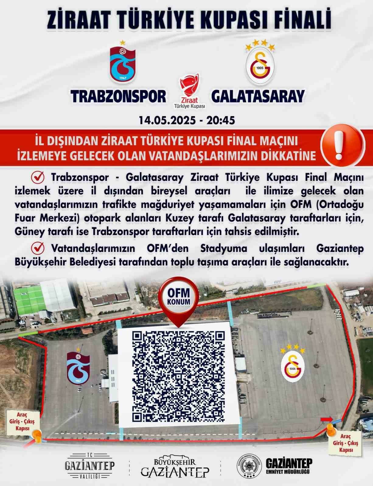 Gaziantep'te oynanacak Ziraat Türkiye Kupası finalinde Trabzonspor ve Galatasaray taraftarları