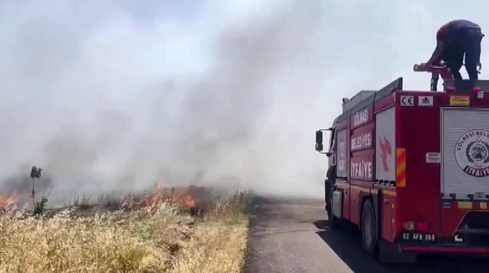 Adıyaman'ın Gölbaşı ilçesinde çıkan anız yangını ormanlık alana sıçradı ve