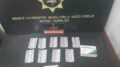Besni ilçesinde gerçekleştirilen uyuşturucu operasyonunda 132 adet sentetik ecza hap