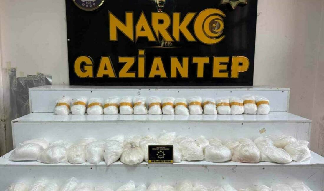 Gaziantep’te gerçekleşen operasyonda polis ekipleri 58 kilo 450 gram metamfetamin