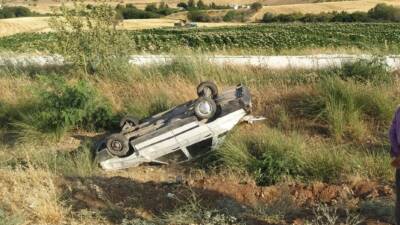 Adıyaman'da, bir otomobilin sürücüsünün kontrolünü kaybetmesi sonucu takla atmasıyla meydana