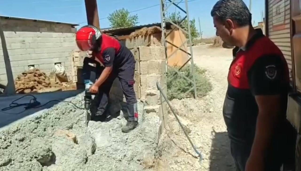 Şanlıurfa’nın Harran ilçesinde betonun altında mahsur kalan 2 yavru kedi,