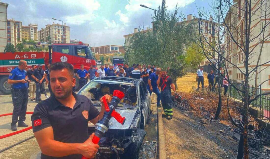 Şırnak'ın Bahçelievler Mahallesi'nde park halindeki bir araç belirlenemeyen bir nedenle