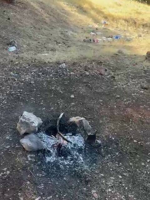 Adıyaman'da ormanlık alanda yakılan ve söndürülmeden bırakılan ateş, duyarlı vatandaşlar