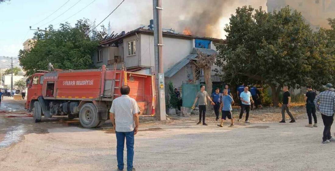 Adıyaman’ın Gölbaşı ilçesinde İbrahim Ötün’e ait iki katlı evde çıkan