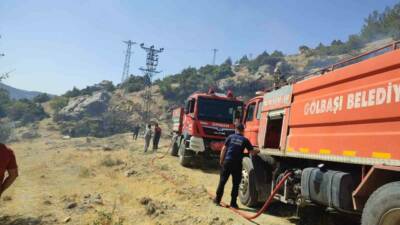 Adıyaman'ın Gölbaşı ilçesinde Aktoprak köyünde meydana gelen orman yangınında hızlı