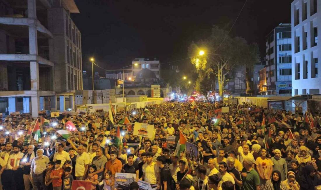 Adıyaman'da, Filistin ve Küresel Sumud Filosu'na destek amacıyla düzenlenen yürüyüşe