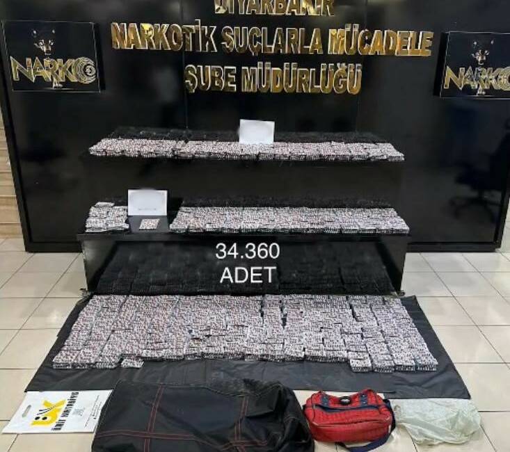 Diyarbakır Emniyet Müdürlüğü tarafından gerçekleştirilen operasyonlarda 34 bin 360 adet