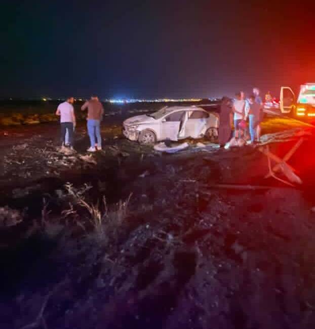 Şanlıurfa’nın Hilvan ilçesinde otomobilin takla atması sonucu meydana gelen trafik
