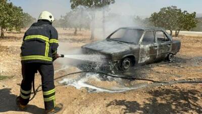 Şanlıurfa'nın Birecik ilçesinde bir kişi park halindeki otomobilini ateşe verdi.