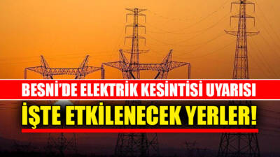 AKEDAŞ’tan alınan bilgilere göre 24 Eylül 2025 Çarşamba günü Besni’nin