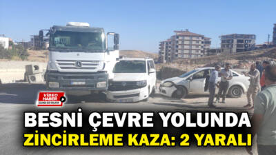Besni’de yapımı devam eden çevre yolunda zincirleme trafik kazası meydana