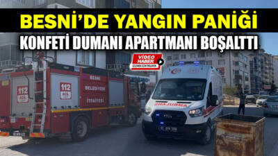 Besni 15 Temmuz Mahallesi’nde bir apartmandan gelen yangın ihbarı ekipleri