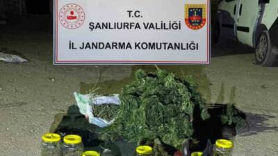 Viranşehir ilçesinde jandarma operasyonunda 13 kilo 600 gram skunk maddesi