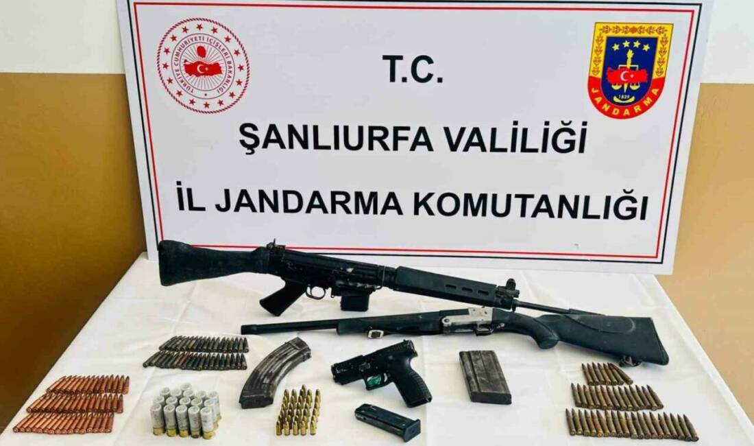 Şanlıurfa’nın Bozova ilçesinde jandarma ekipleri tarafından yapılan çalışmada ruhsatsız silahlar