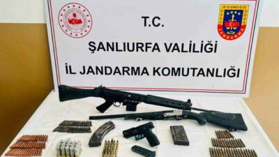 Şanlıurfa’nın Bozova ilçesinde jandarma ekipleri tarafından yapılan çalışmada ruhsatsız silahlar