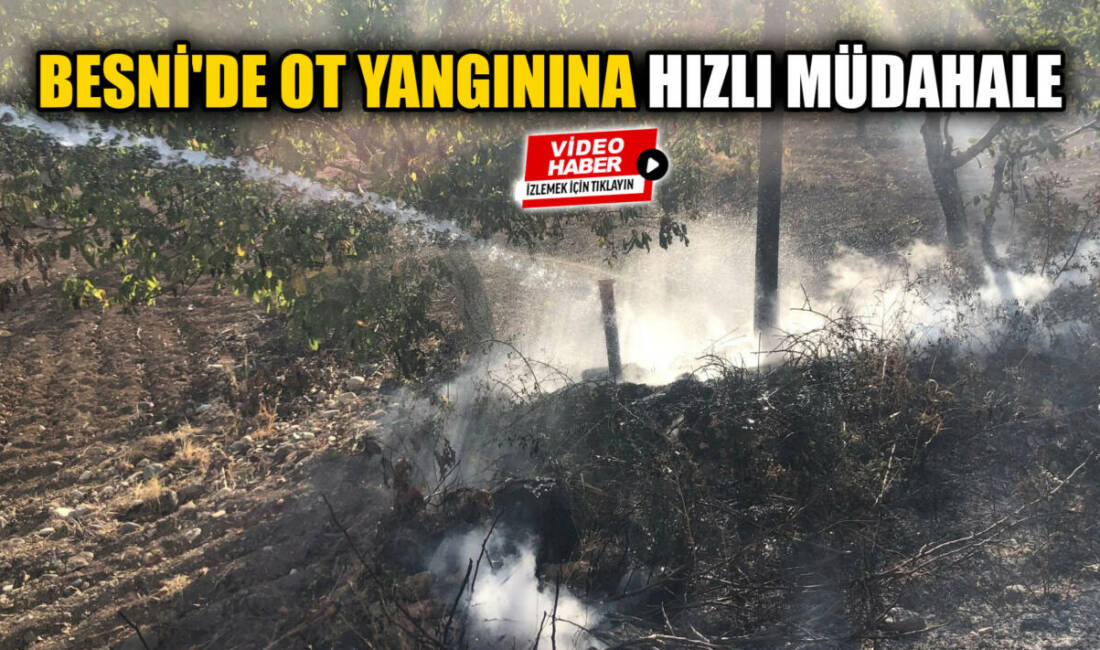 Besni–Gölbaşı yol ayrımında çıkan ot yangınına, itfaiye ekipleri kısa sürede
