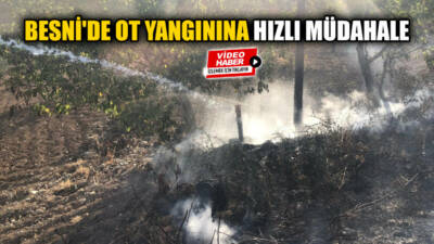 Besni–Gölbaşı yol ayrımında çıkan ot yangınına, itfaiye ekipleri kısa sürede