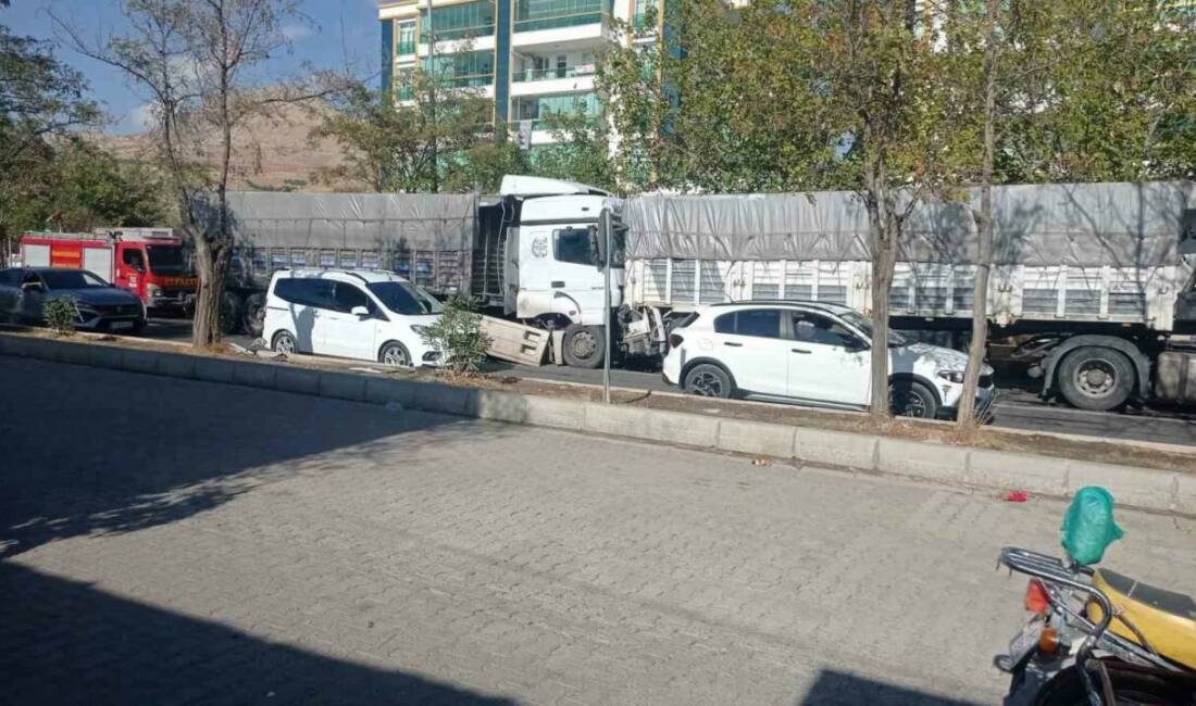 Ergani ilçesinde meydana gelen trafik kazasında, freni patlayan bir tırın