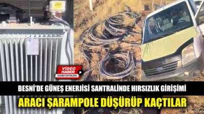 Besni'de, güneş enerjisi santralinden kablo çalmaya çalışan hırsızlar, olay yerinden