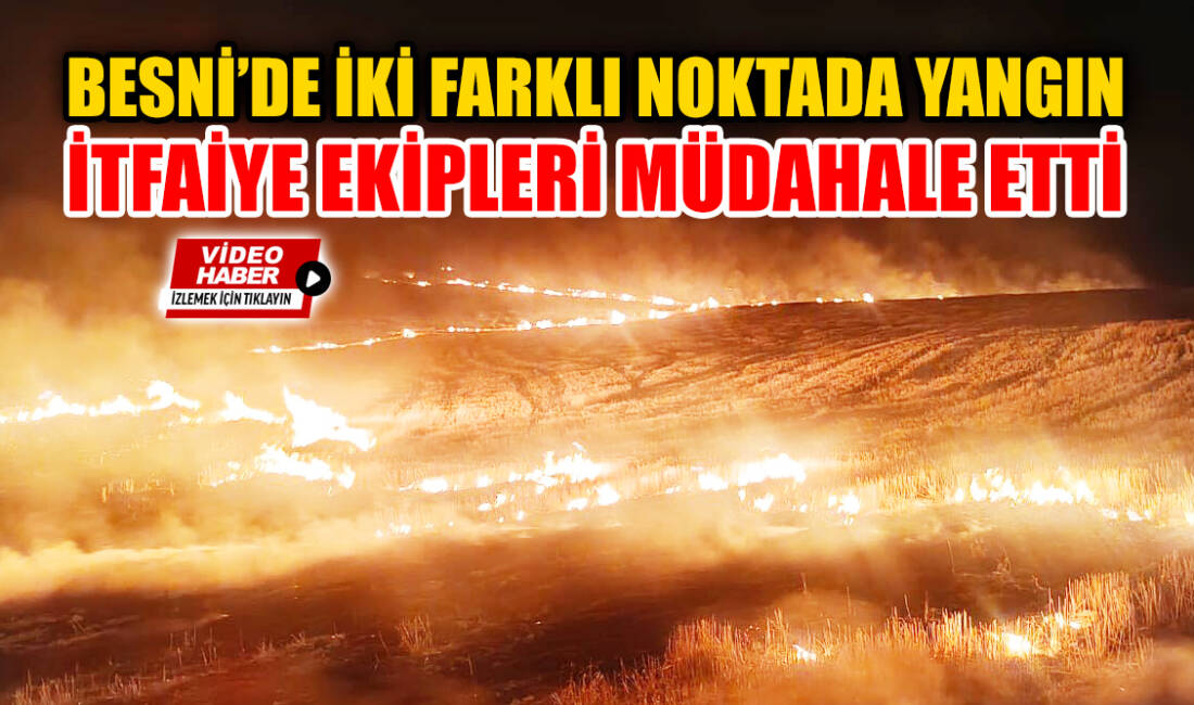 Besni'de Kızılpınar ve Oyalı köyü mevkilerinde çıkan yangınlara itfaiye ekipleri