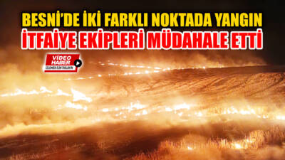 Besni'de Kızılpınar ve Oyalı köyü mevkilerinde çıkan yangınlara itfaiye ekipleri