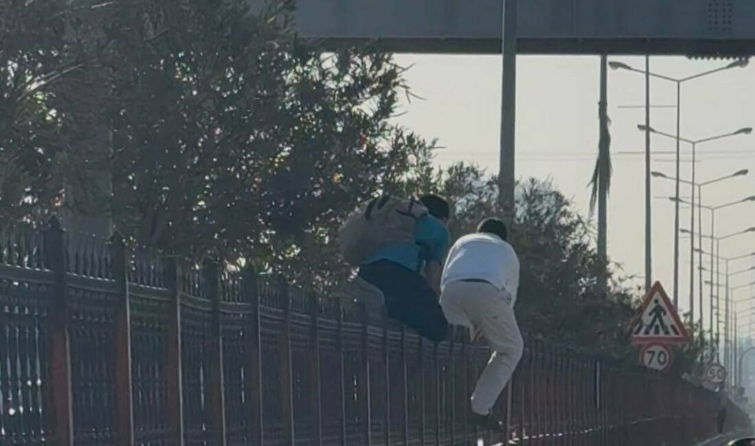 Diyarbakır-Elazığ yolu üzerindeki Seyrantepe Spor Salonu önündeki refüjdeki tellerden atlayarak