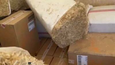 Gaziantep’te kaçakçılıkla mücadele kapsamında gerçekleştirilen operasyonda saman balyalarının arasına gizlenmiş