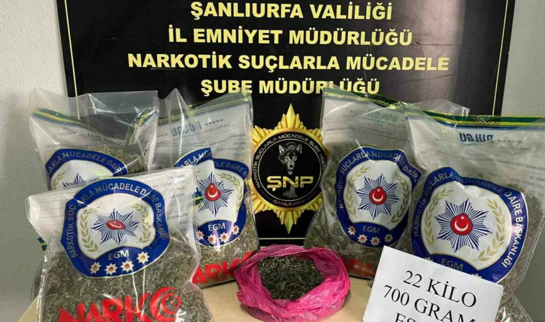 Şanlıurfa’nın Suruç ilçesinde düzenlenen uyuşturucu operasyonunda 22 kilo 700 gram