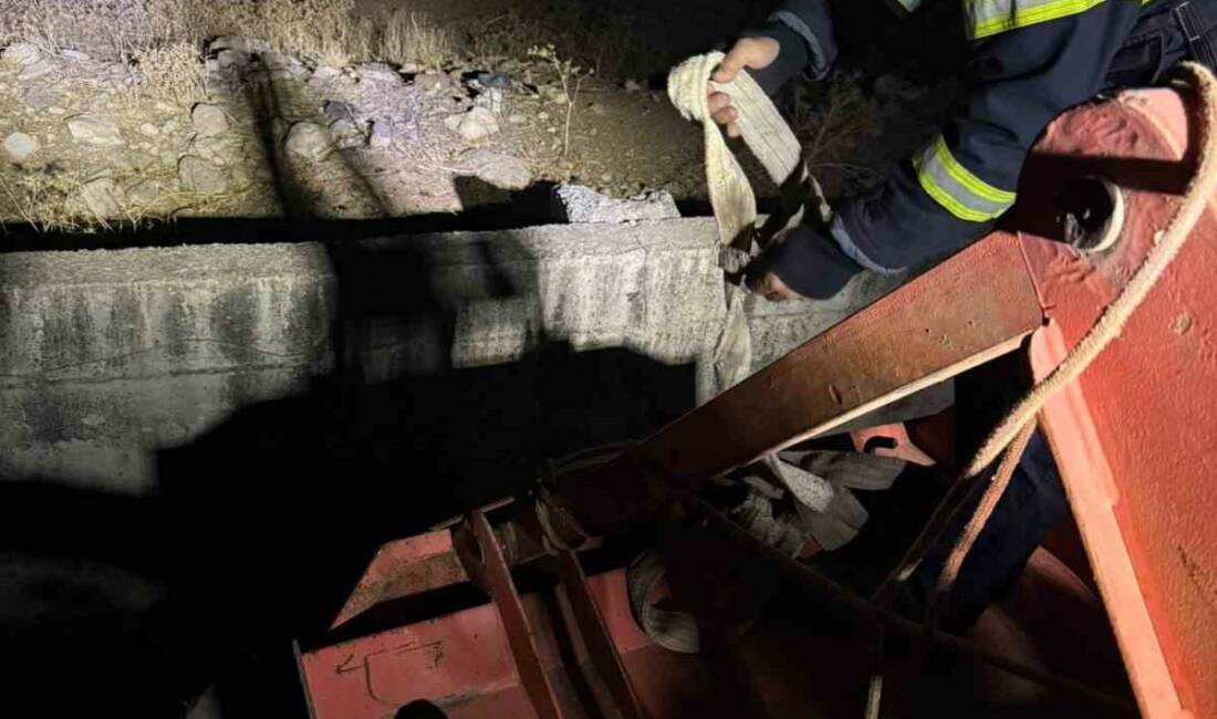 Siirt’te atık su arıtma kanalına düşen bir inek, itfaiye ekipleri
