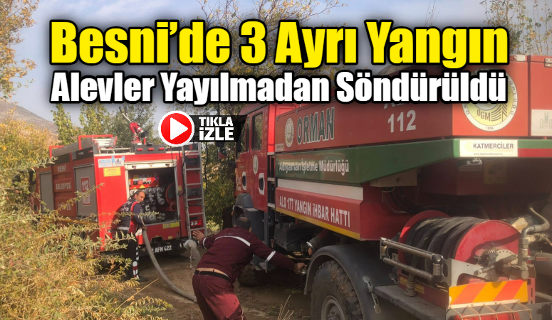 Besni’de 3 Ayrı Yangın: Alevler Yayılmadan Söndürüldü Besni’de son günlerde farklı noktalarda çıkan atık, anız ve orman