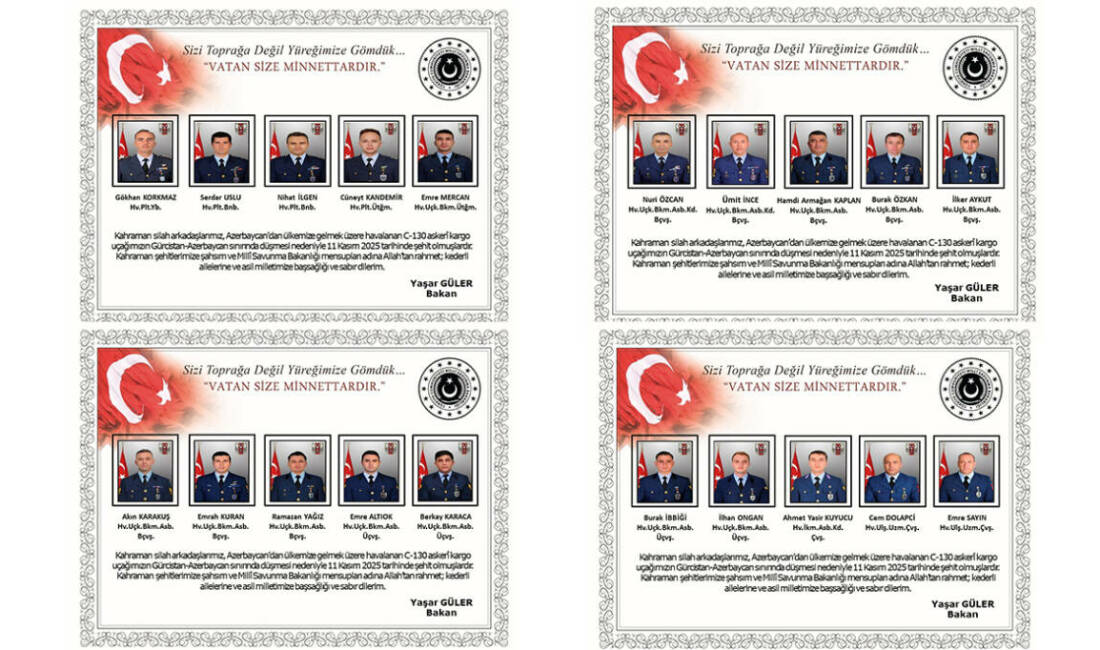 MSB 20 askerin şehit olduğunu açıkladı Milli Savunma Bakanlığı (MSB) askeri kargo uçağının Gürcistan-Azerbaycan sınırında düşmesi
