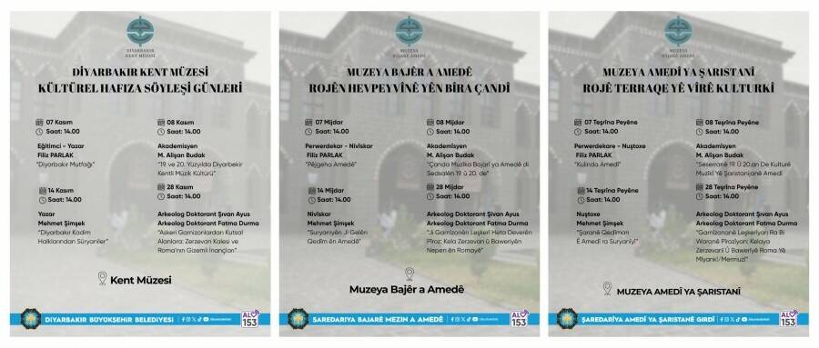 Kent Müzesinde ’kültürel hafıza söyleşileri’ gerçekleştirilecek Diyarbakır Büyükşehir Belediyesi Cemilpaşa Konağı Kent Müzesi, Kasım ayı boyunca